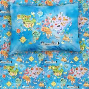 NIB Little Sleepies Around The World Twin Sheet Set